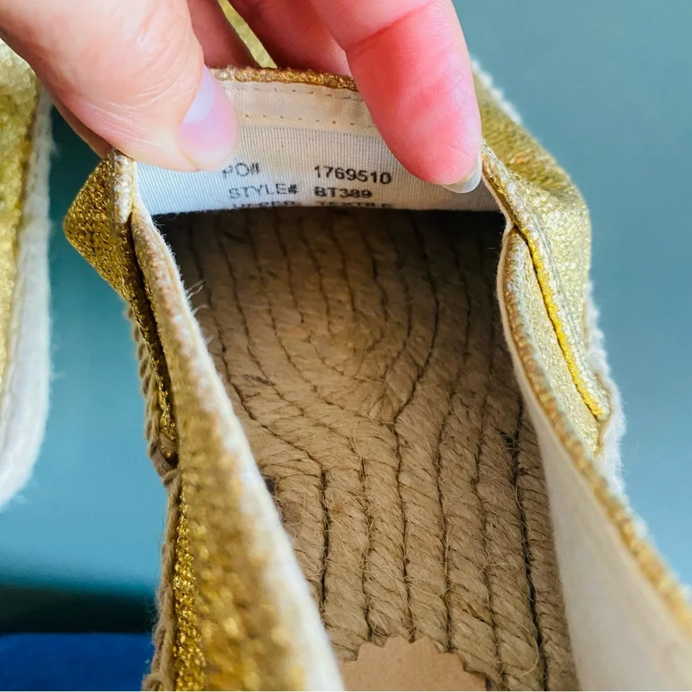 J. Crew Made-in-Spain espadrille Flats in Gold Metallic Canvas